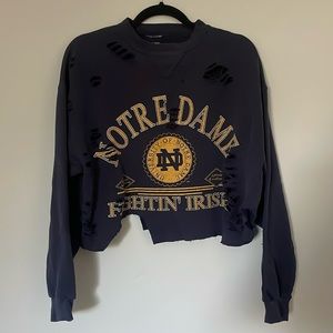Notre Dame Navy LF cropped Sweater - ripped detailing.